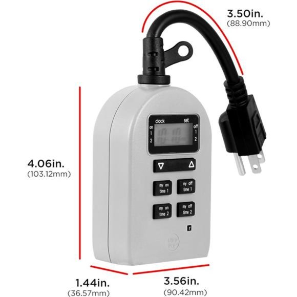 Plug-in Timer, 2 ON/Off Options, Weather-Resistant,  1 Pack, Single Outlet - Picture 3 of 7